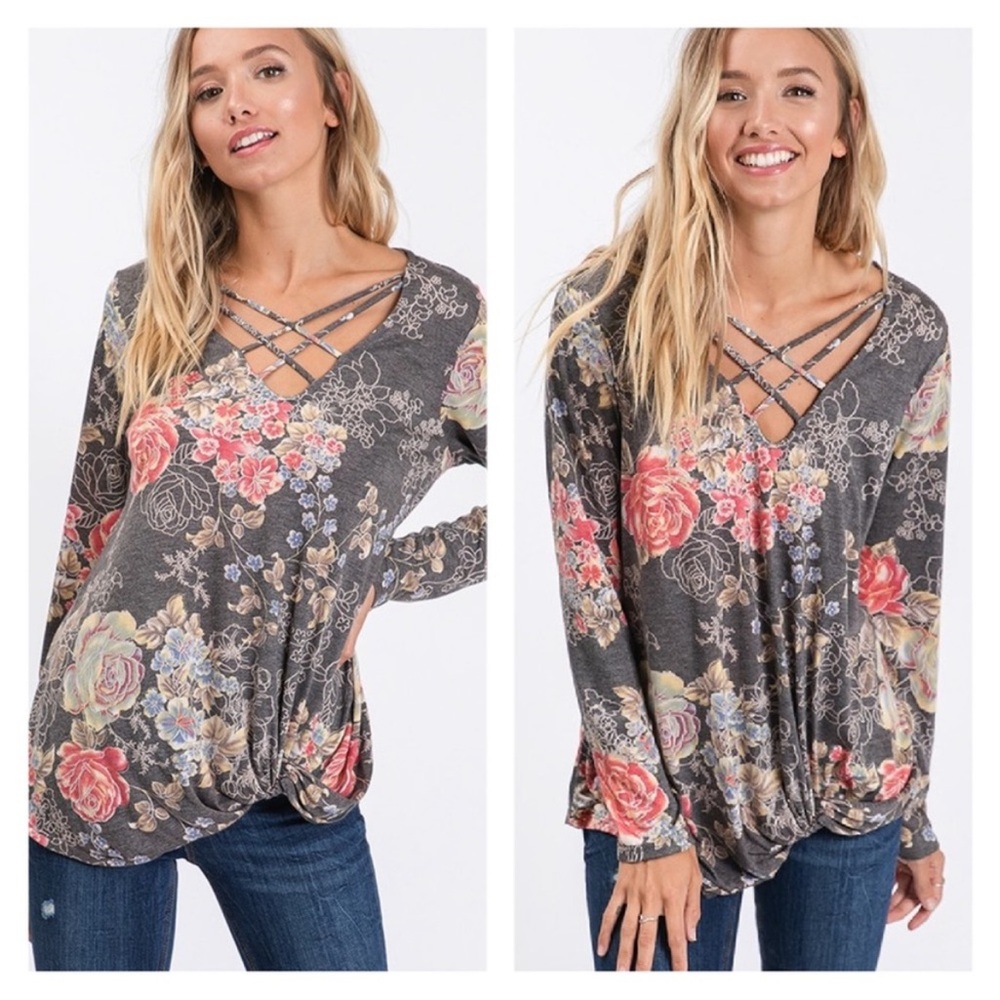 Victorian Floral Print Long Sleeve Top